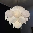 Murano Chandelier 36 White Disks - Cyran Lamps