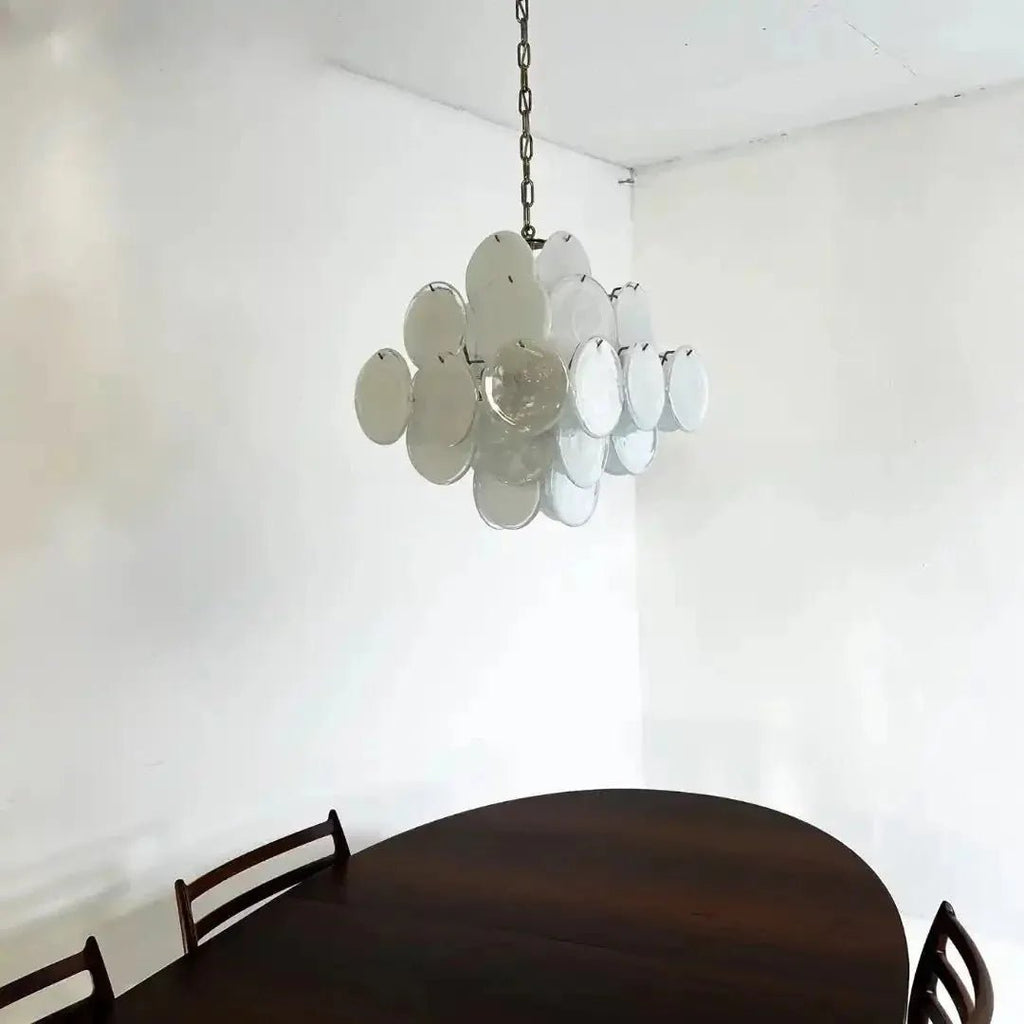 Murano Chandelier 36 White Disks - Cyran Lamps