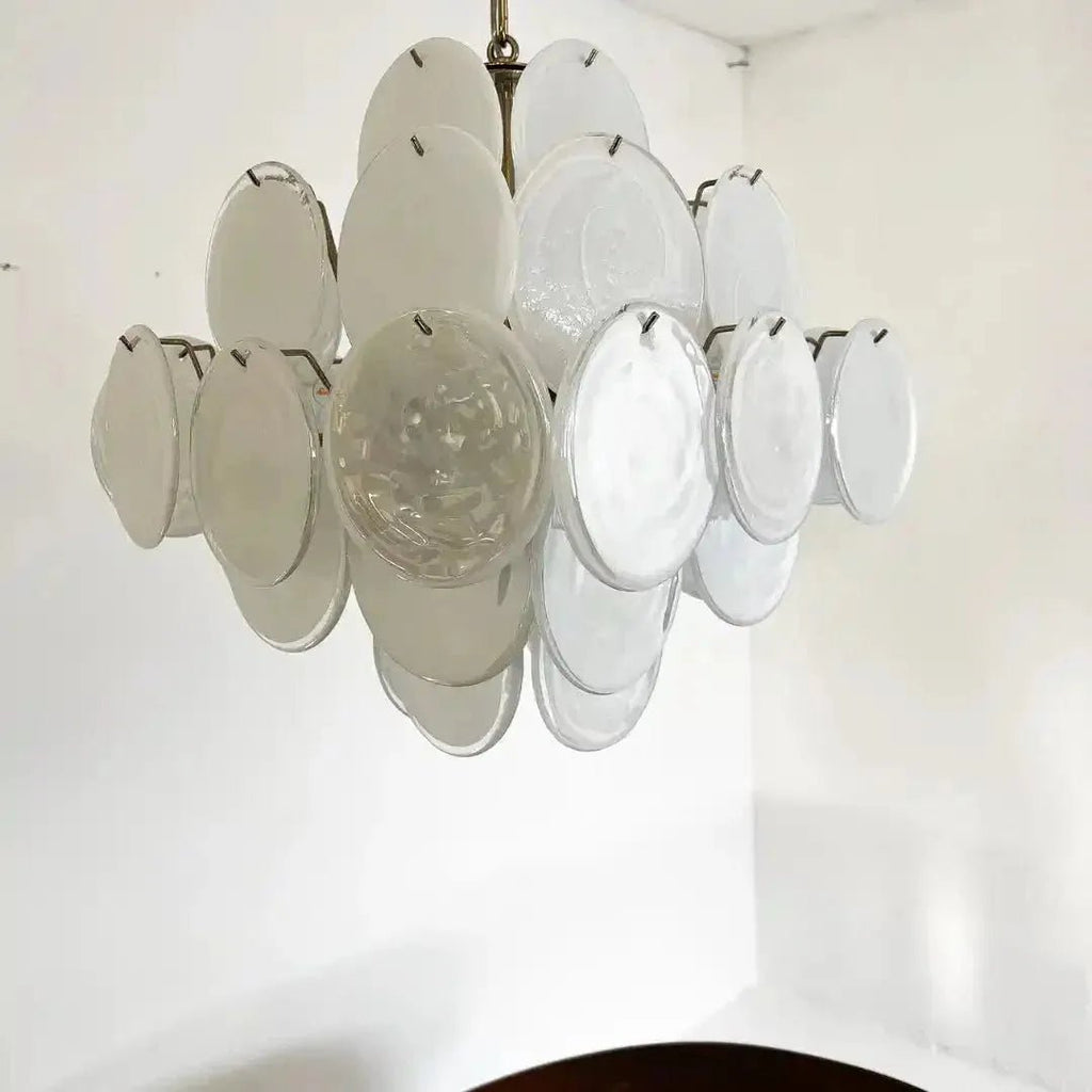 Murano Chandelier 36 White Disks - Cyran Lamps