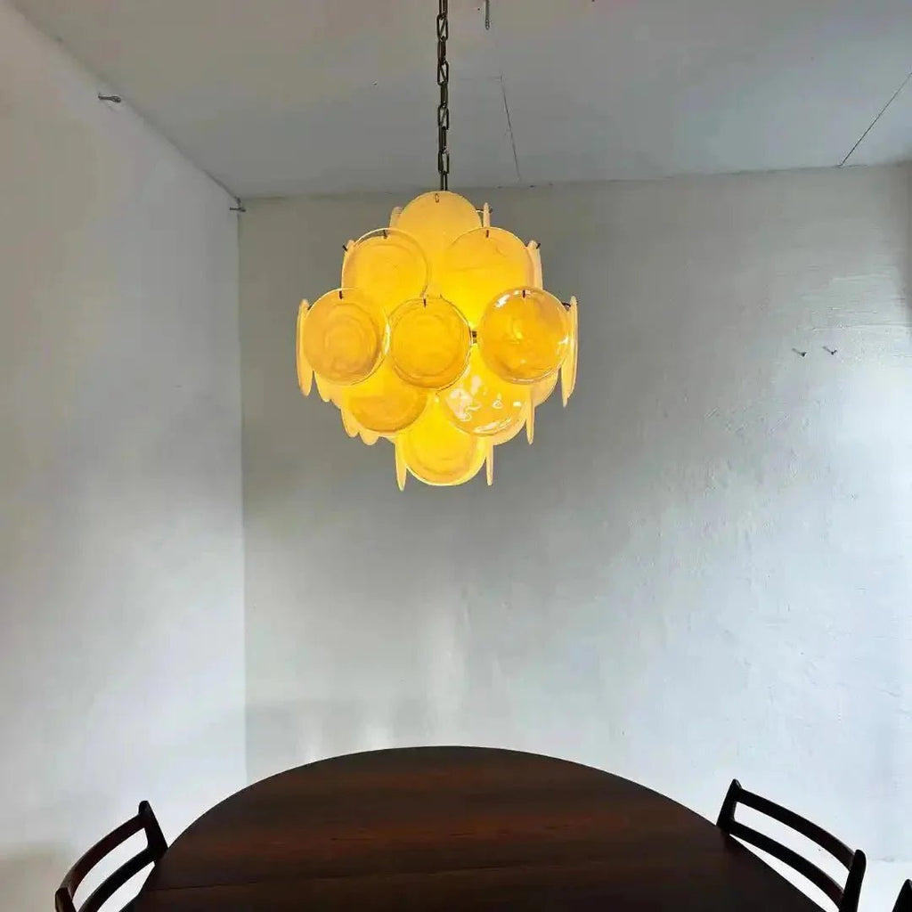 Murano Chandelier 36 White Disks - Cyran Lamps