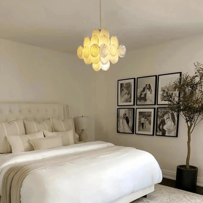 Murano Chandelier 36 White Disks - Cyran Lamps