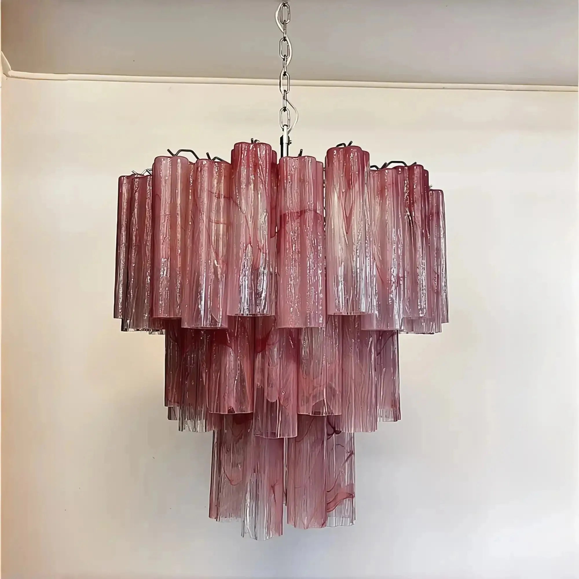 Murano Chandelier – 48 tubes – Alabaster Pink - Cyran Lamps