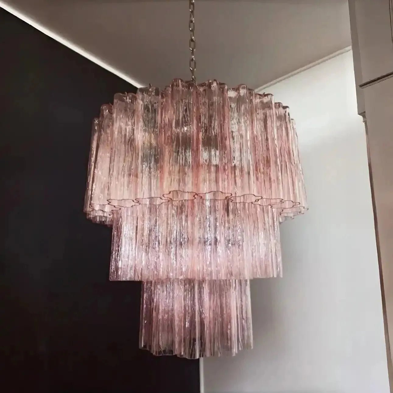 Murano Chandelier – 48 tubes – Alabaster Pink - Cyran Lamps