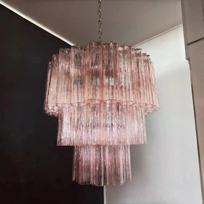 Murano Chandelier – 48 tubes – Alabaster Pink - Cyran Lamps