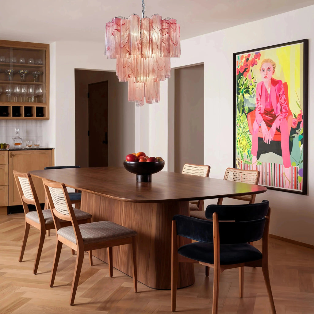 Murano Chandelier – 48 tubes – Alabaster Pink - Cyran Lamps