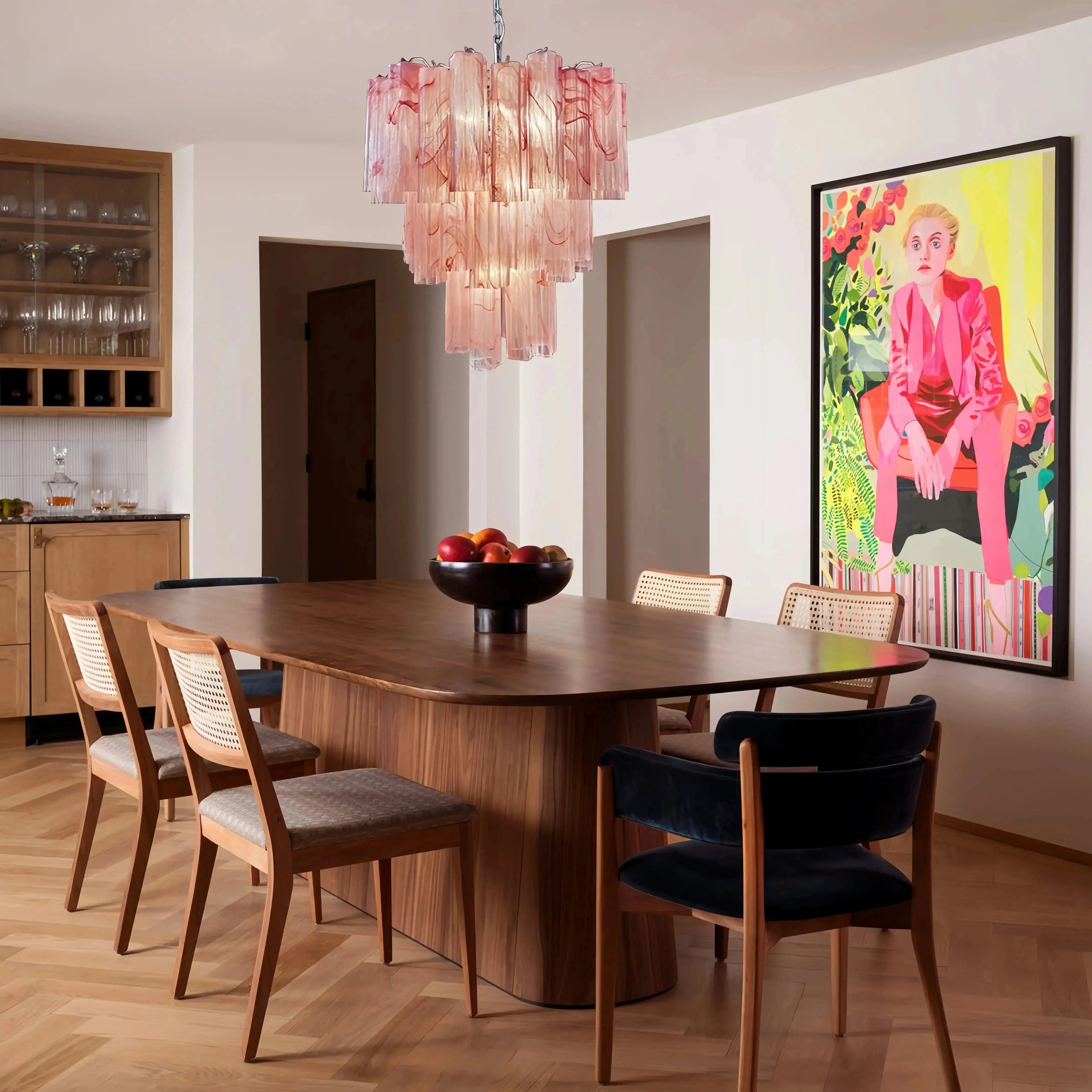 Murano Chandelier – 48 tubes – Alabaster Pink - Cyran Lamps