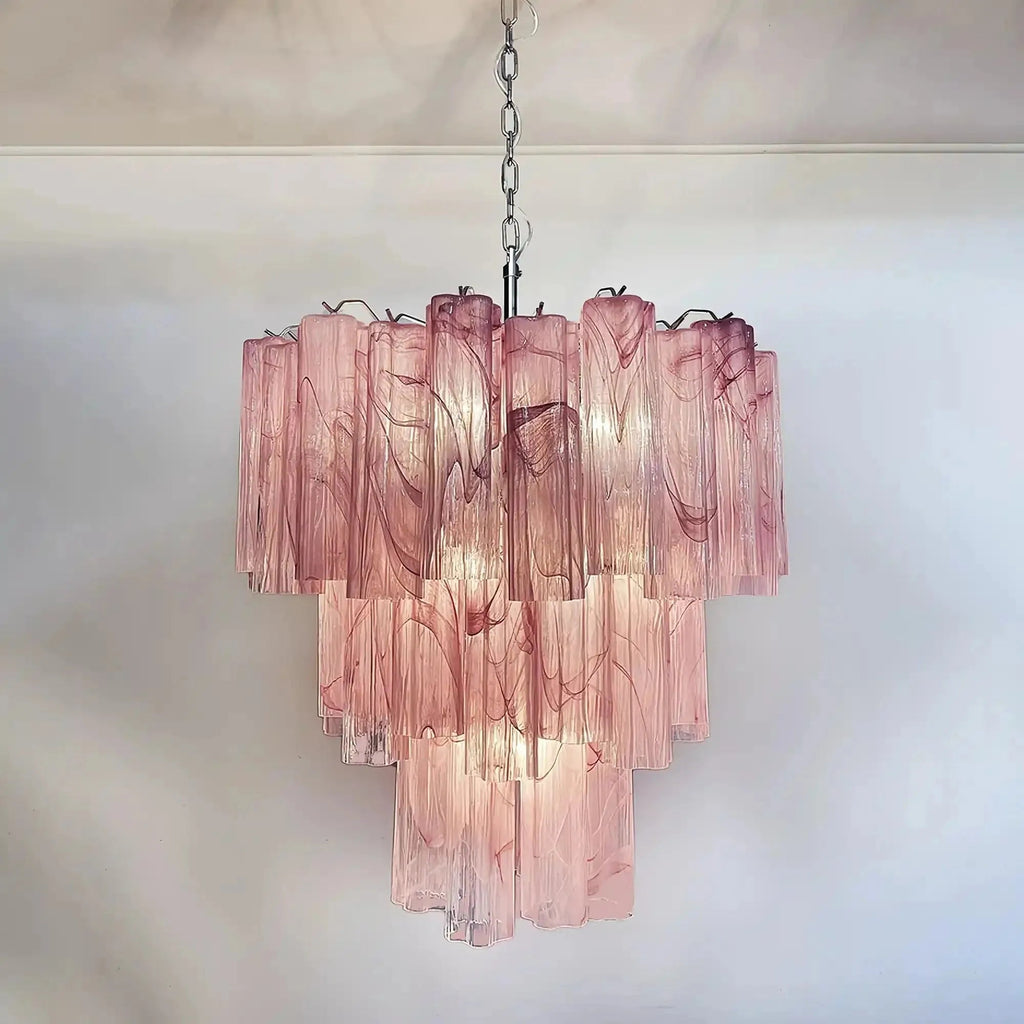 Murano Chandelier – 48 tubes – Alabaster Pink - Cyran Lamps