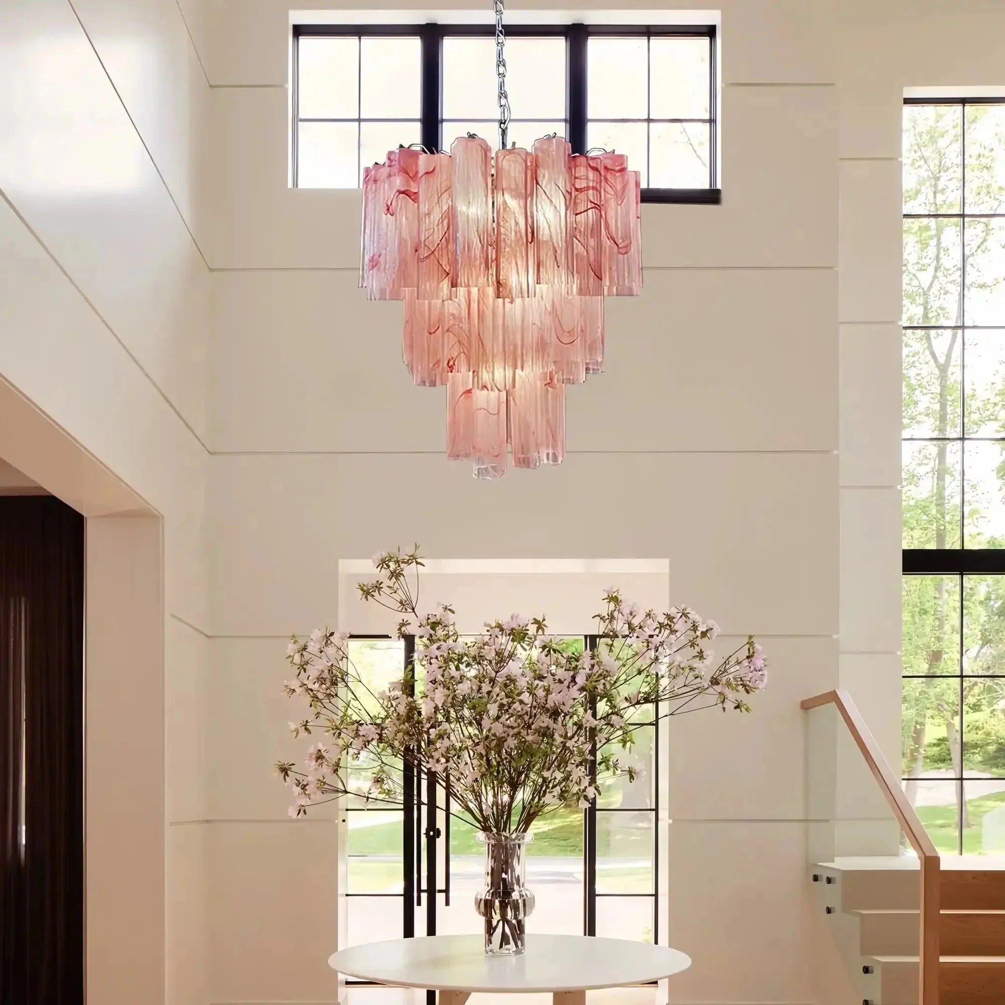 Murano Chandelier – 48 tubes – Alabaster Pink - Cyran Lamps