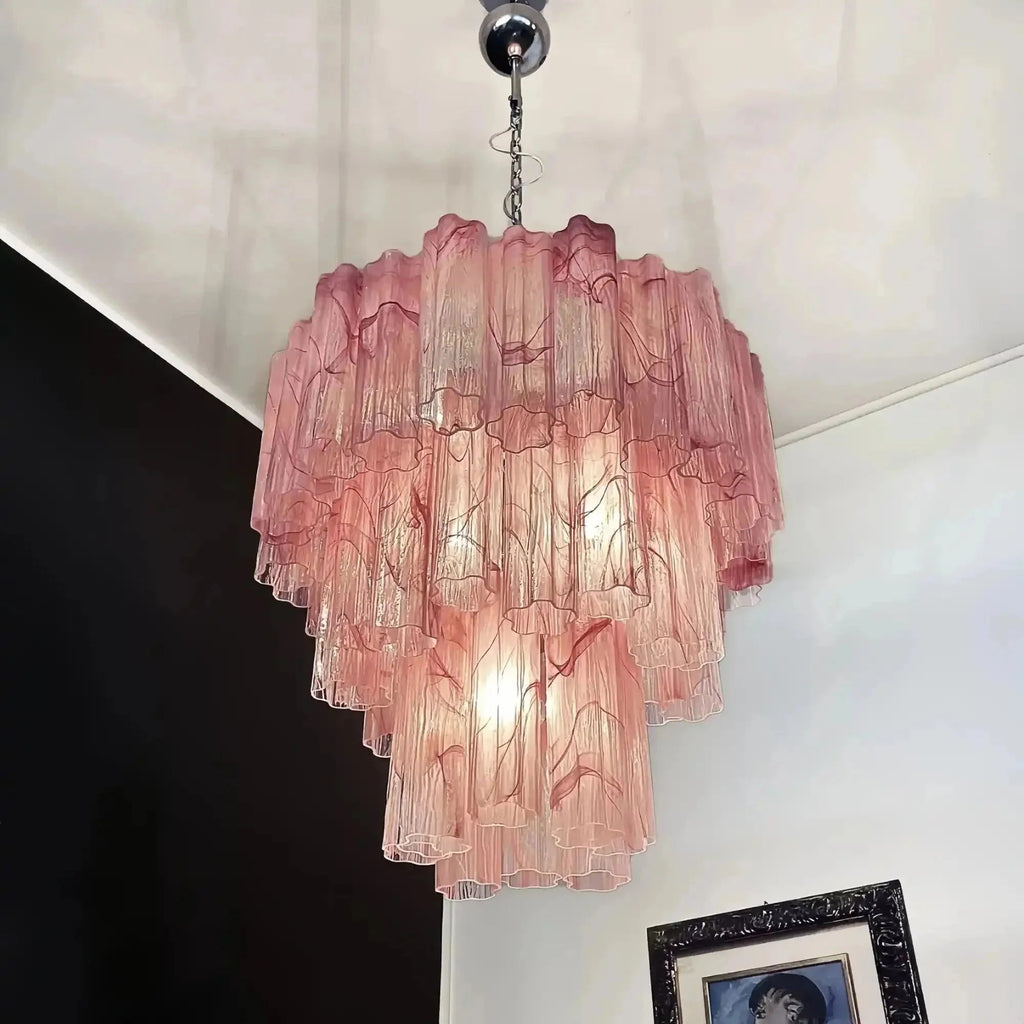 Murano Chandelier – 48 tubes – Alabaster Pink - Cyran Lamps