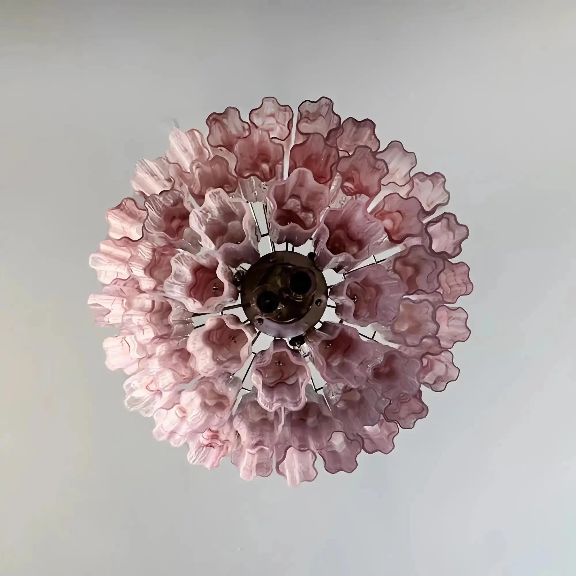 Murano Chandelier – 48 tubes – Alabaster Pink - Cyran Lamps