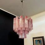 Murano Chandelier – 48 tubes – Alabaster Pink - Cyran Lamps