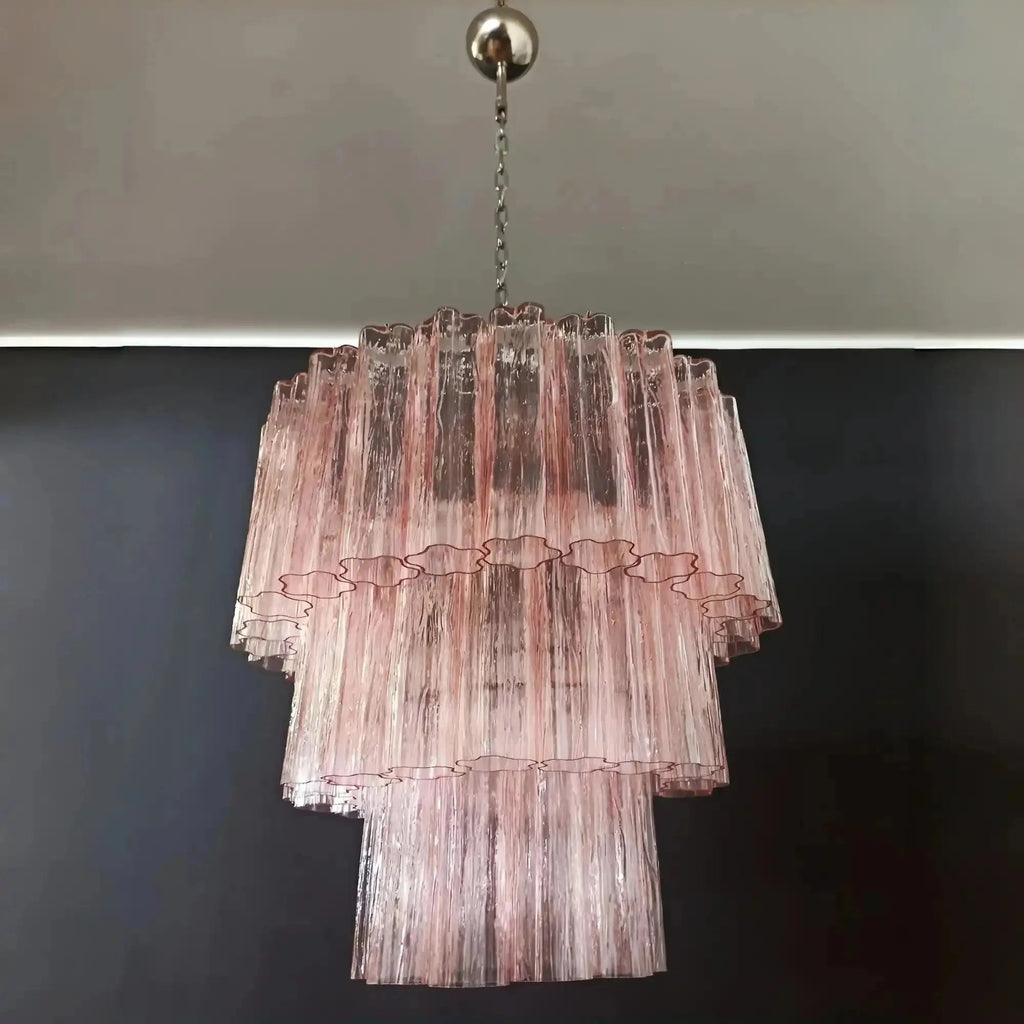 Murano Chandelier – 48 tubes – Alabaster Pink - Cyran Lamps