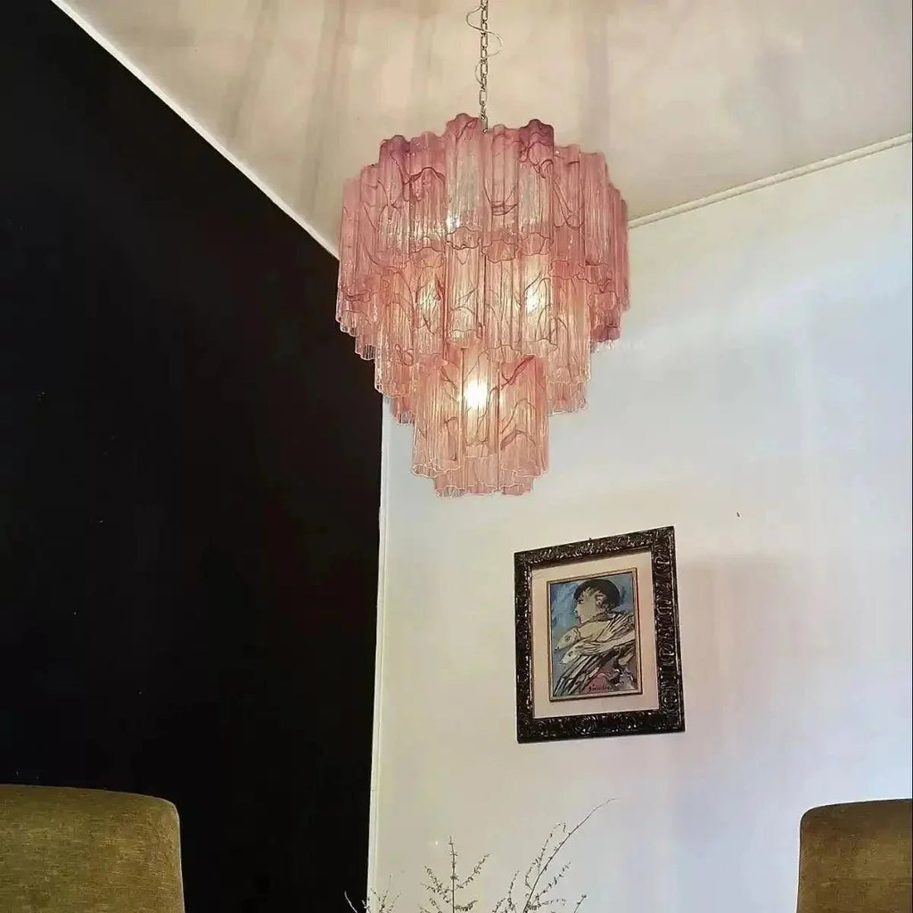 Murano Chandelier – 48 tubes – Alabaster Pink - Cyran Lamps