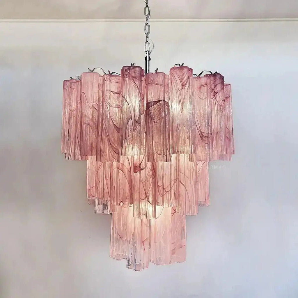 Murano Chandelier – 48 tubes – Alabaster Pink - Cyran Lamps