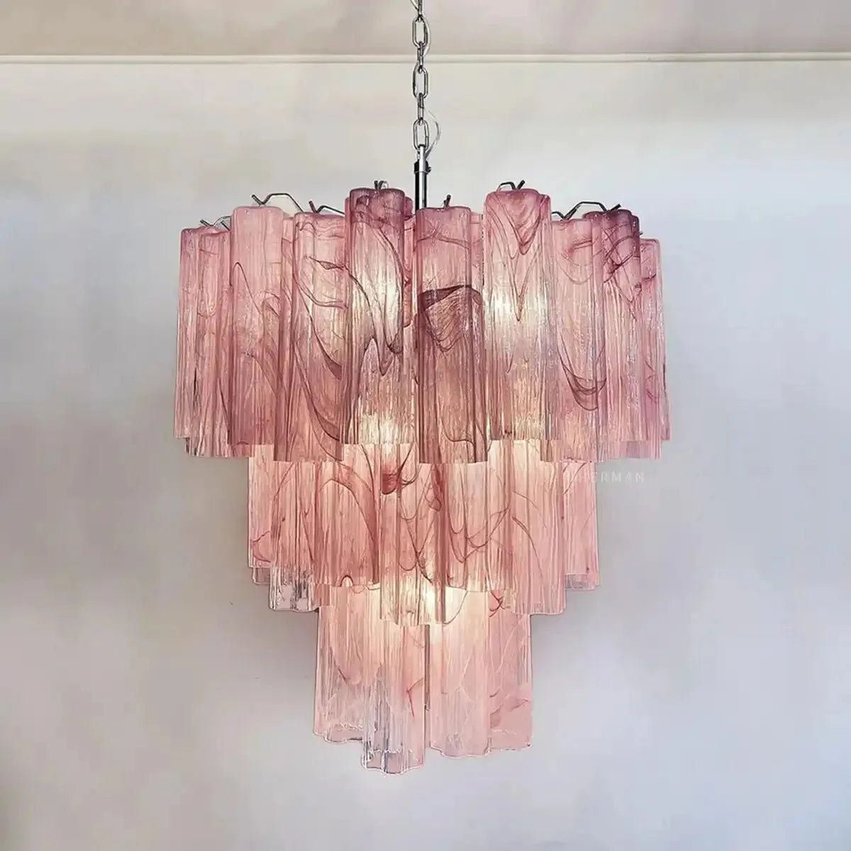 Murano Chandelier – 48 tubes – Alabaster Pink - Cyran Lamps