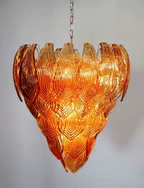 Murano Chandelier – 52 Felci glass leaves – Amber - Cyran Lamps