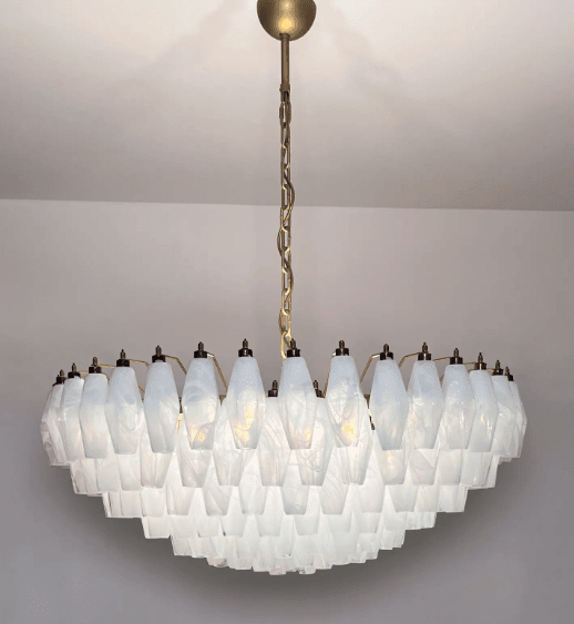 Murano Chandelier – Poliedri – 185 glass – White Alabaster - Cyran Lamps