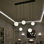 Nami Alabaster Sphere Staircase Chandelier Brass Multi Pendant Light - Cyran Lamps