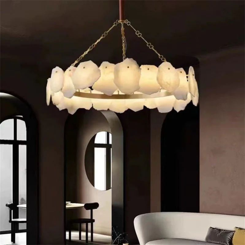 Nasile Alabaster Round Chandelier - Cyran Lamps