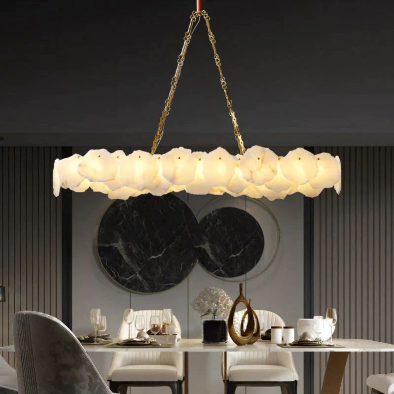 Nasile Linear Alabaster Chandelier (Chain) - Cyran Lamps