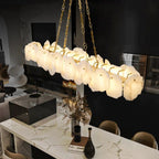 Nasile Linear Alabaster Chandelier (Chain) - Cyran Lamps