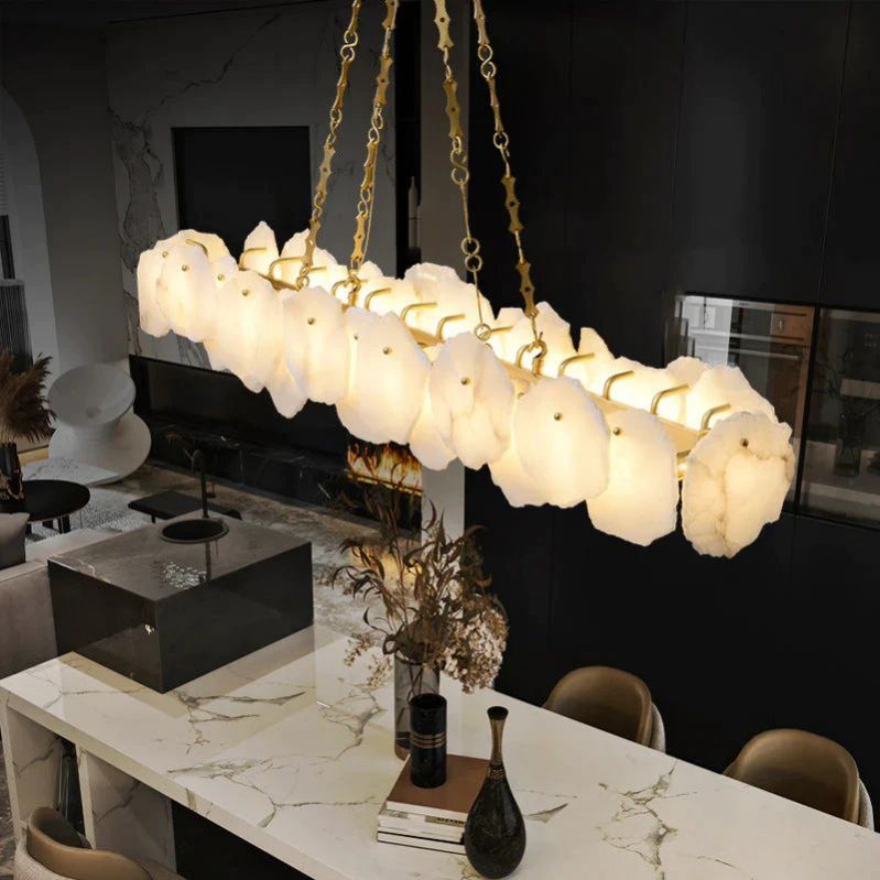 Nasile Linear Alabaster Chandelier (Chain) - Cyran Lamps