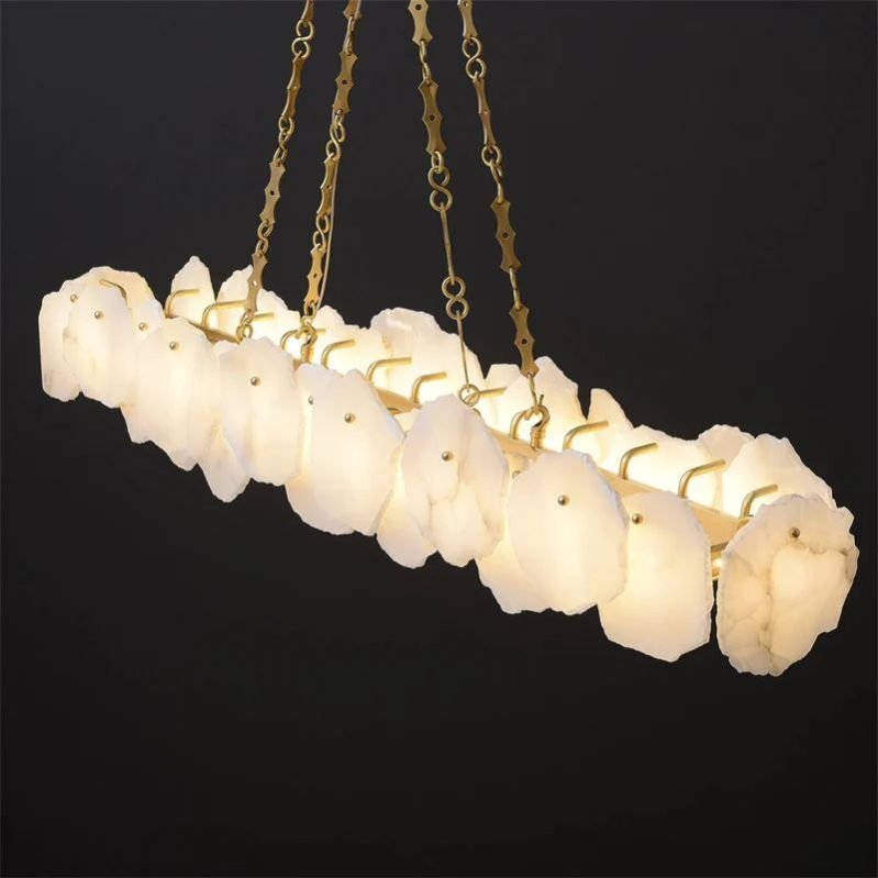 Nasile Linear Alabaster Chandelier (Chain) - Cyran Lamps