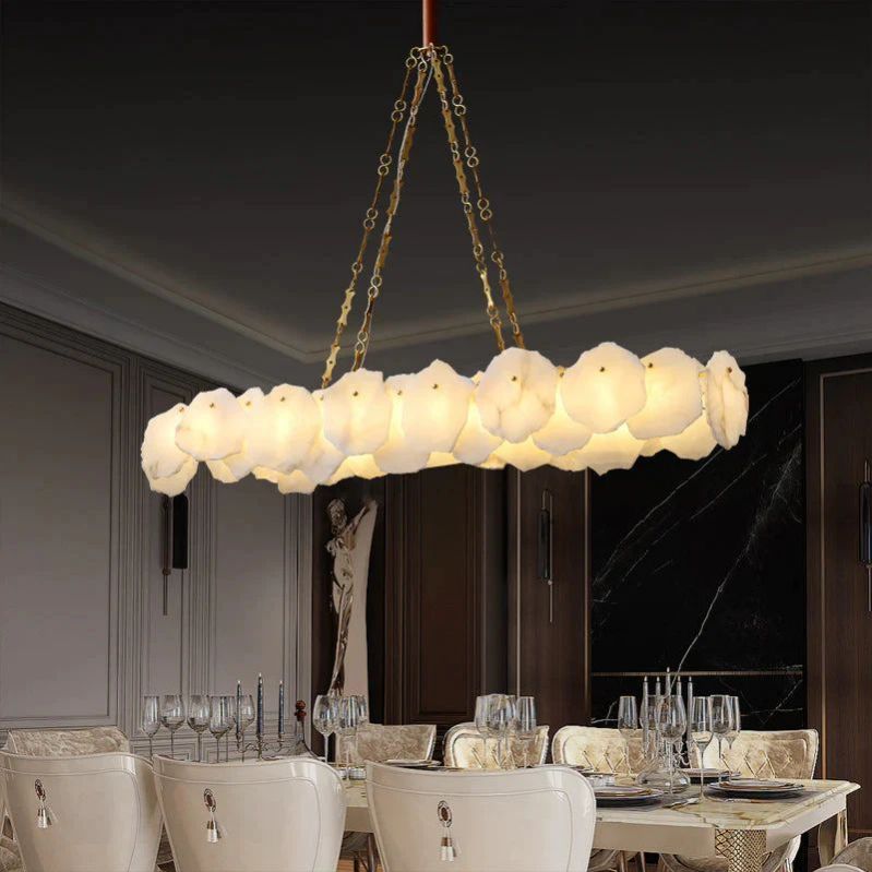 Nasile Linear Alabaster Chandelier (Chain) - Cyran Lamps