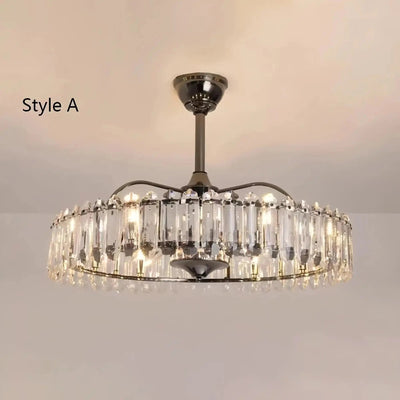 New Modern Invisible Fan Light Candle Crystal Chandelier