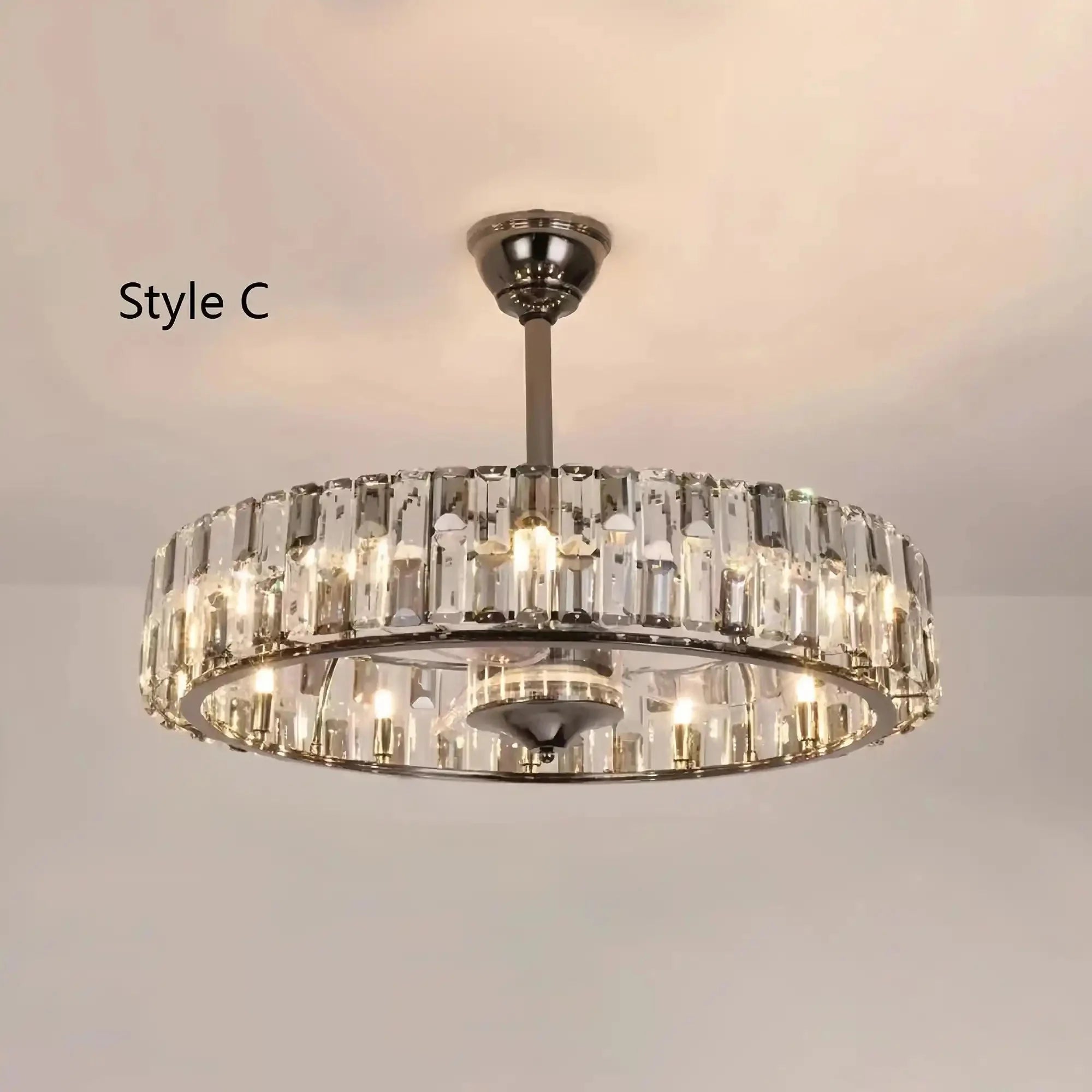 New Modern Invisible Fan Light Candle Crystal Chandelier