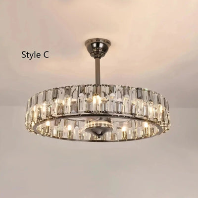 New Modern Invisible Fan Light Candle Crystal Chandelier