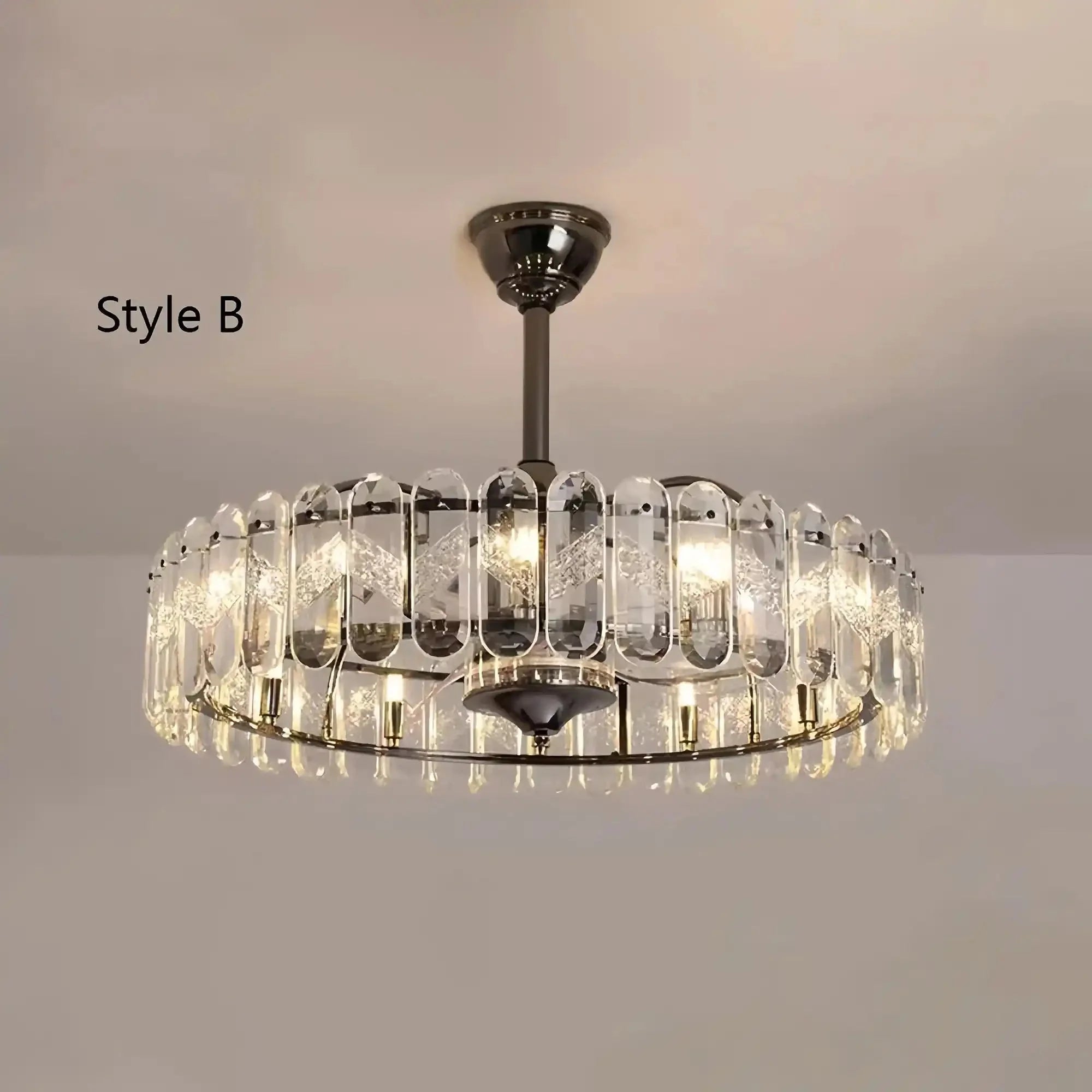 New Modern Invisible Fan Light Candle Crystal Chandelier