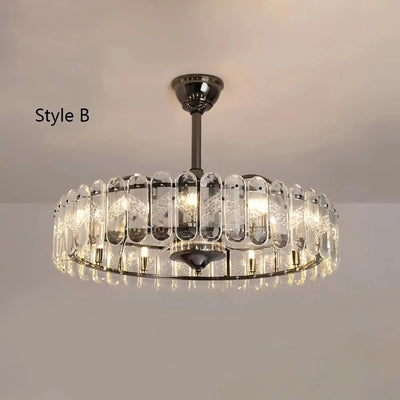 New Modern Invisible Fan Light Candle Crystal Chandelier