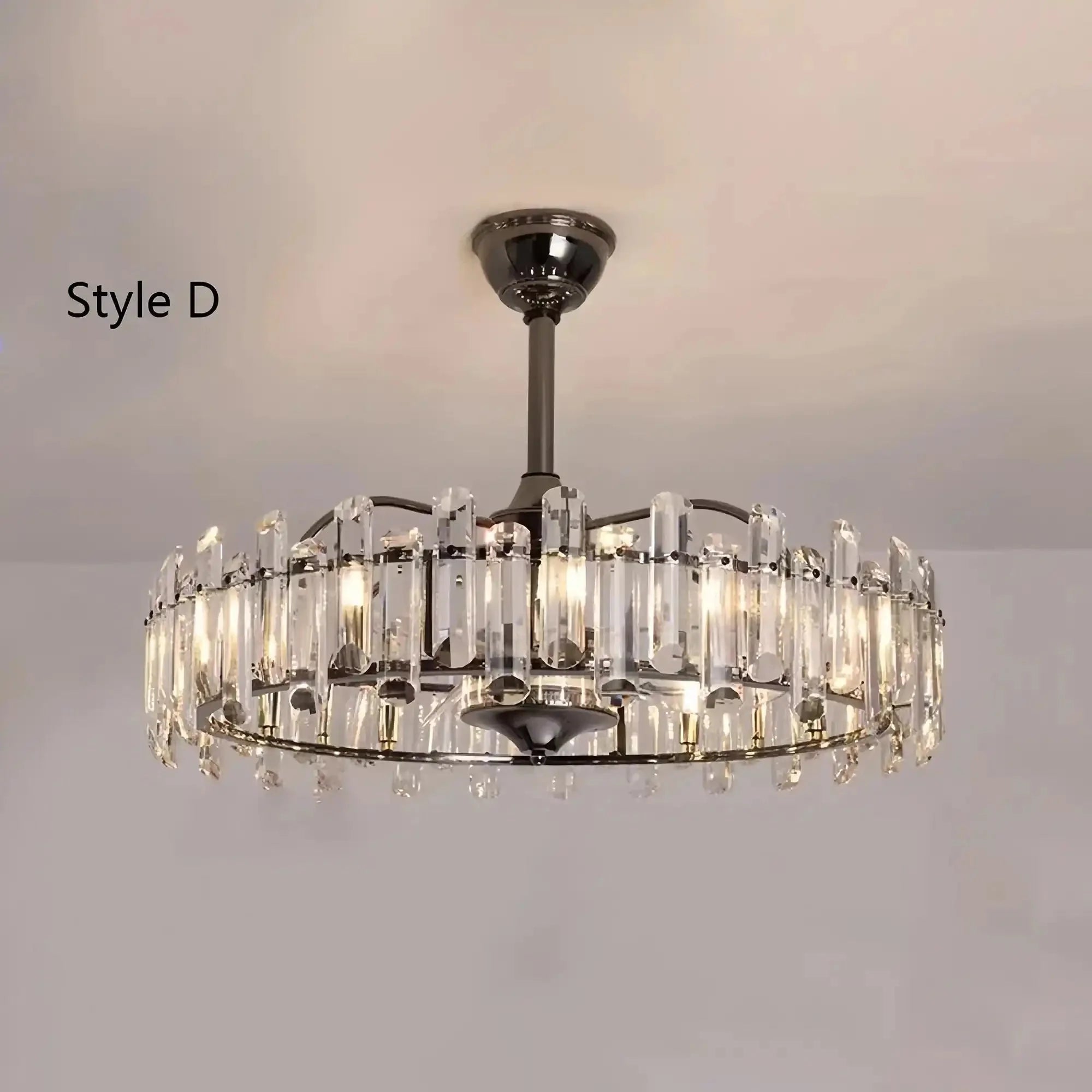 New Modern Invisible Fan Light Candle Crystal Chandelier