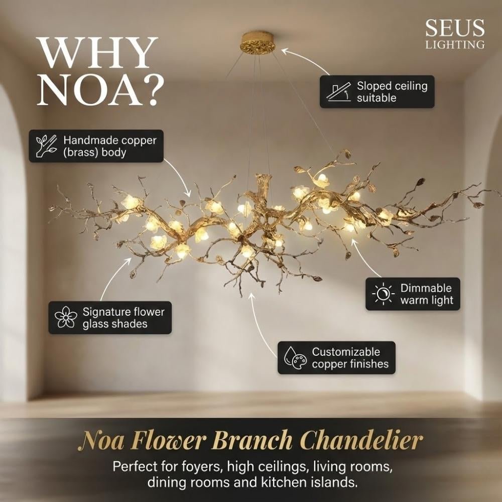 Noa Flower Branch Chandelier - L47.24” (120 cm)Warm White 3000KCyranlamps