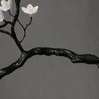 Noir Magnolia Branch & Porcelain Bloom Chandelier - Cyran Lamps