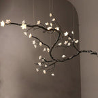 Noir Magnolia Branch & Porcelain Bloom Chandelier - Cyran Lamps