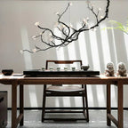 Noir Magnolia Branch & Porcelain Bloom Chandelier - Cyran Lamps
