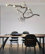 Noir Magnolia Branch & Porcelain Bloom Chandelier - Cyran Lamps