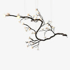 Noir Magnolia Branch & Porcelain Bloom Chandelier - Cyran Lamps