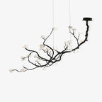 Noir Magnolia Branch & Porcelain Bloom Chandelier - Cyran Lamps