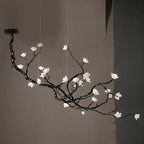 Noir Magnolia Branch & Porcelain Bloom Chandelier - Cyran Lamps