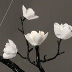 Noir Magnolia Branch & Porcelain Bloom Chandelier - Cyran Lamps