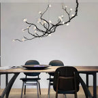 Noir Magnolia Branch & Porcelain Bloom Chandelier - Cyran Lamps