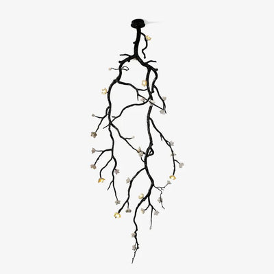 Noir Twisted Branch & Porcelain Bloom Candelabrum Chandelier - Cyran Lamps