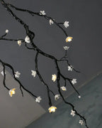 Noir Twisted Branch & Porcelain Bloom Candelabrum Chandelier - Cyran Lamps