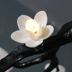 Noir Twisted Branch & Porcelain Bloom Candelabrum Chandelier - Cyran Lamps