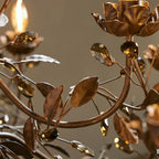 Nora Gilded Floral Crystal Round Chandelier - Cyran Lamps