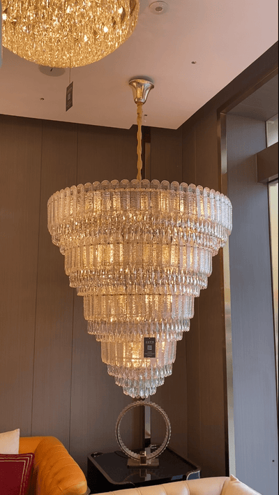 Oversized Multi - layers Luxury Gold Crystal Chandelier For Large Foyer/Hallway/Entryway - D39.4"*H59.1"/86kgWarm LightCyranlamps