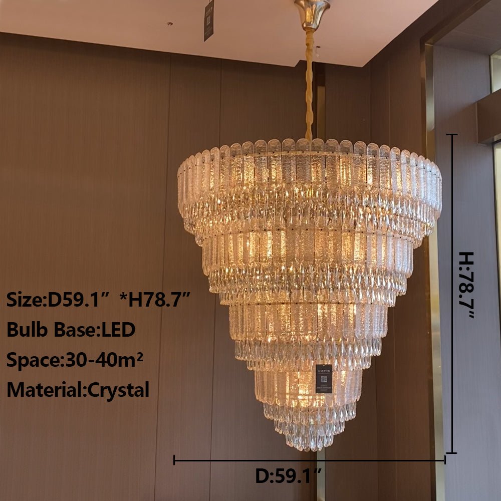 Oversized Multi - layers Luxury Gold Crystal Chandelier For Large Foyer/Hallway/Entryway - D39.4"*H59.1"/86kgWarm LightCyranlamps